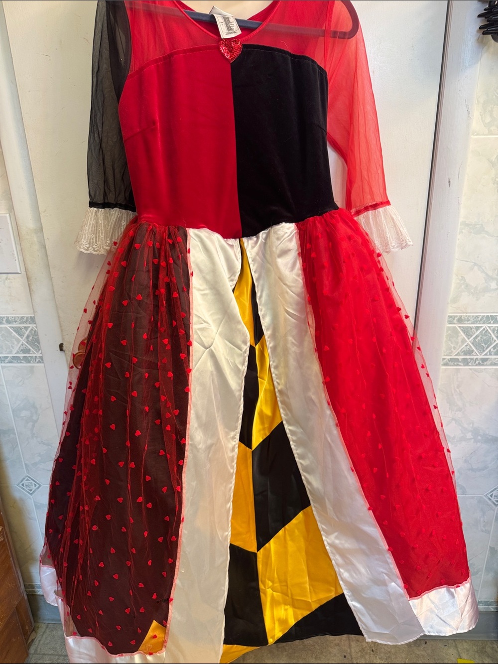 Disney Red and Black Queen Dress Costume with Yellow Accents